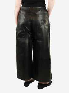 Etro Black wide-leg leather trousers - size UK 18