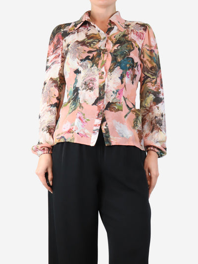 Pink floral silk blouse - size UK 8 Tops Dolce & Gabbana 