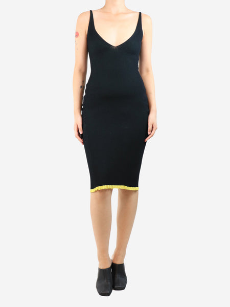 Black sleeveless ribbed midi dress - size S product image