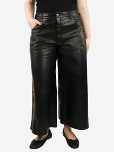 Etro Black wide-leg leather trousers - size UK 18