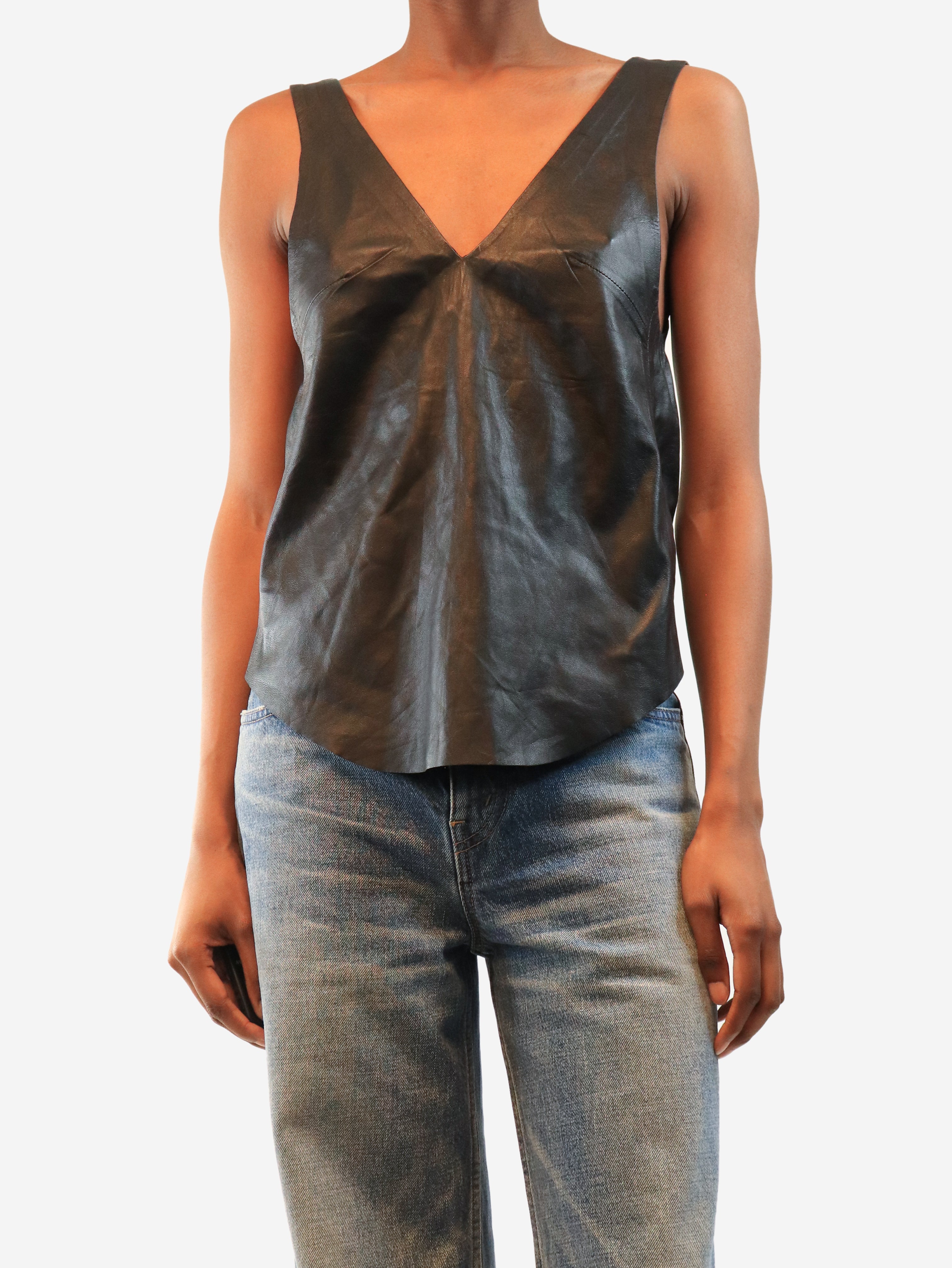 Black Sam leather vest - size UK 6