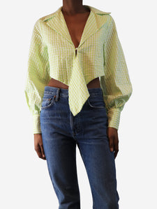 Alice McCall Green and white gingham seersucker blouse - size UK 6
