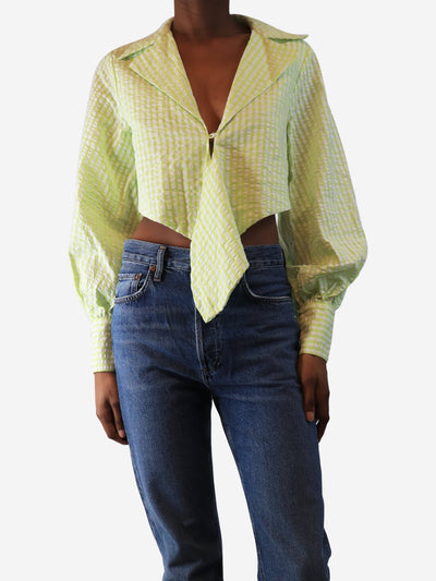 Green and white gingham seersucker blouse - size UK 6 Tops Alice McCall 
