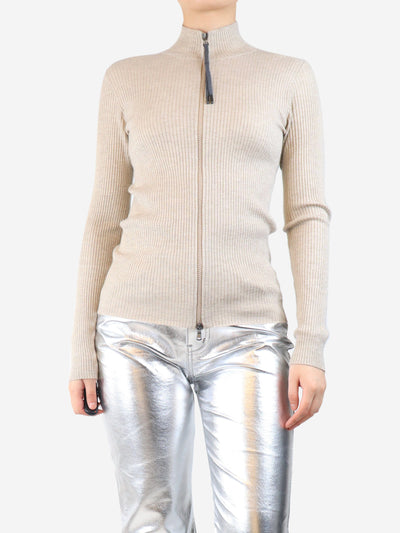 Beige glittery ribbed knit jacket - size S Knitwear Brunello Cucinelli 