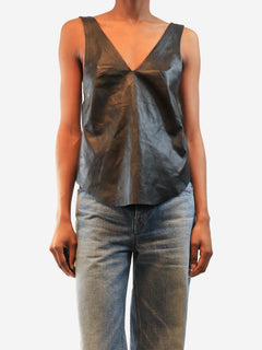 Black Sam leather vest - size UK 6