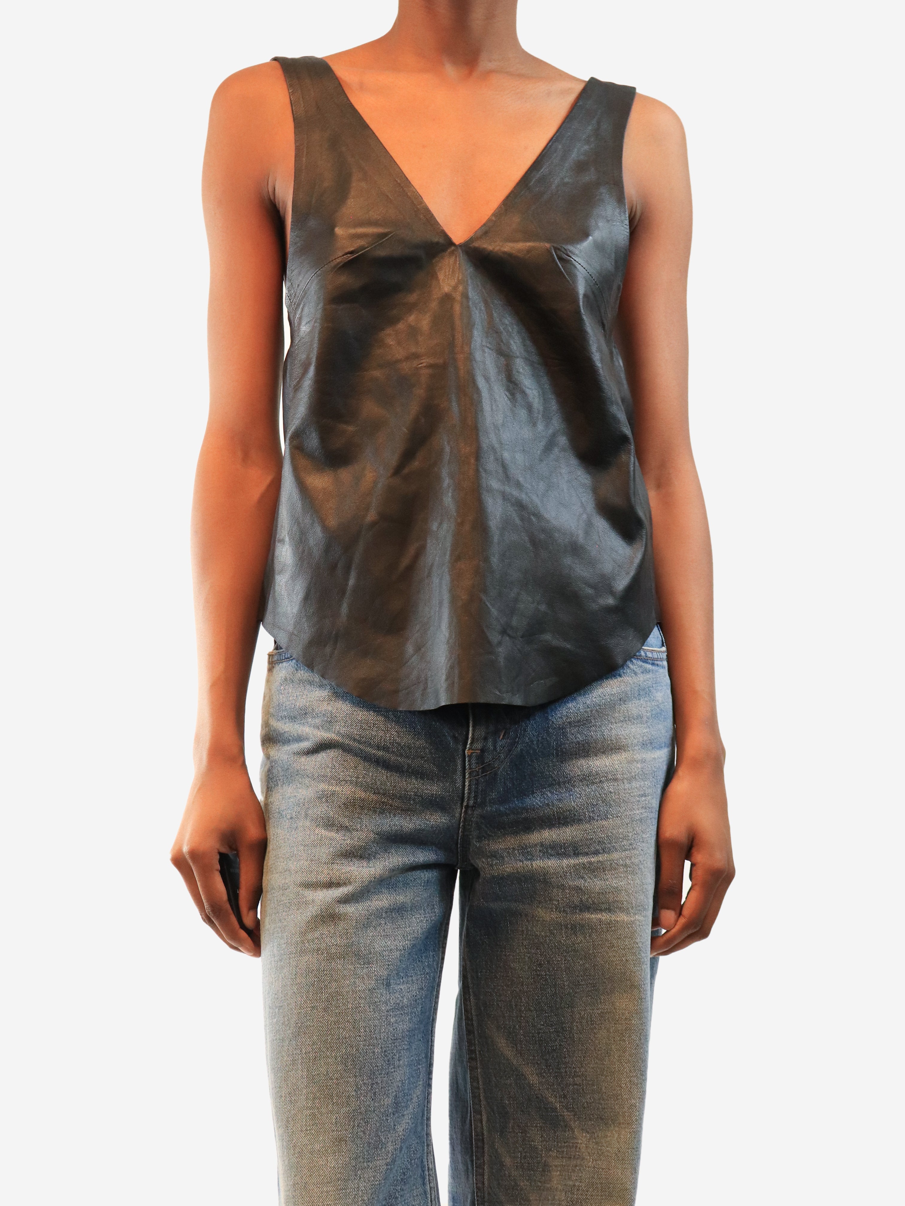 Black Sam leather vest - size UK 6