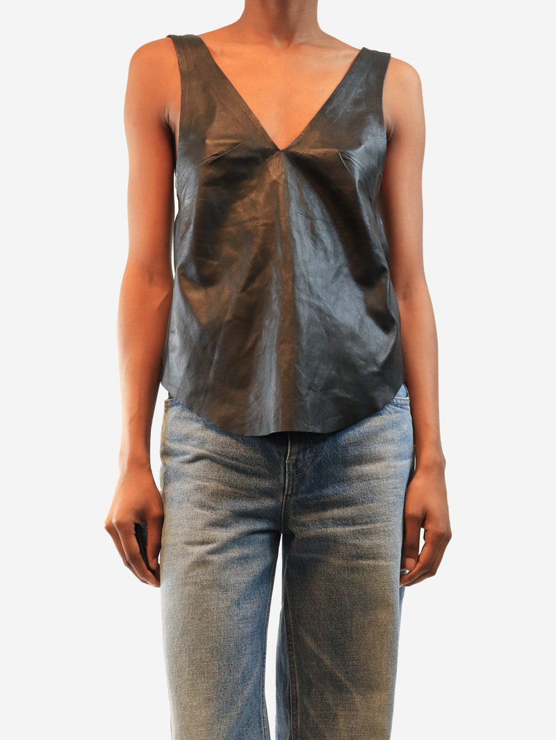 Black Sam leather vest - size UK 6