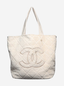 Chanel Cream tote bag with matching towel