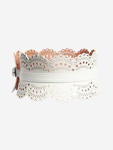 Alaia Optic white Vienne Wave calfskin bustier belt