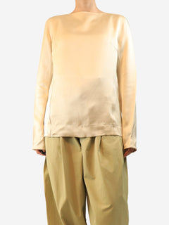 Ecru satin long sleeve top - size UK 10 Tops Toteme 