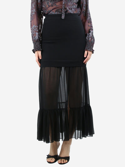 Black double-layer tiered midi skirt - size UK 8 Skirts Sandro 