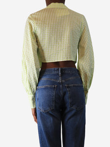 Alice McCall Green and white gingham seersucker blouse - size UK 6