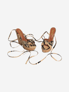 Neutral snakeskin knotted wedge sandals - size EU 37 Heels Paris Texas 