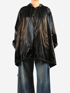 Black vinyl hooded parka - size UK 12 Coats & Jackets Moncler 
