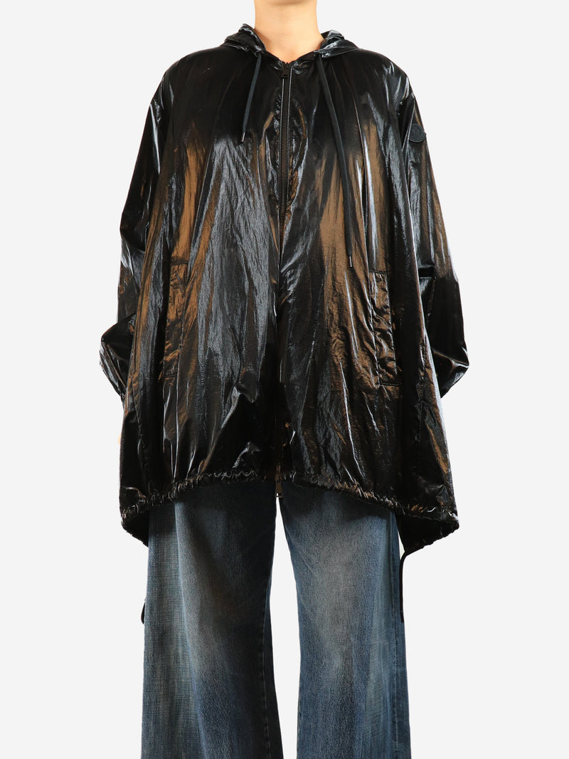 Black vinyl hooded parka - size UK 12 Coats & Jackets Moncler 