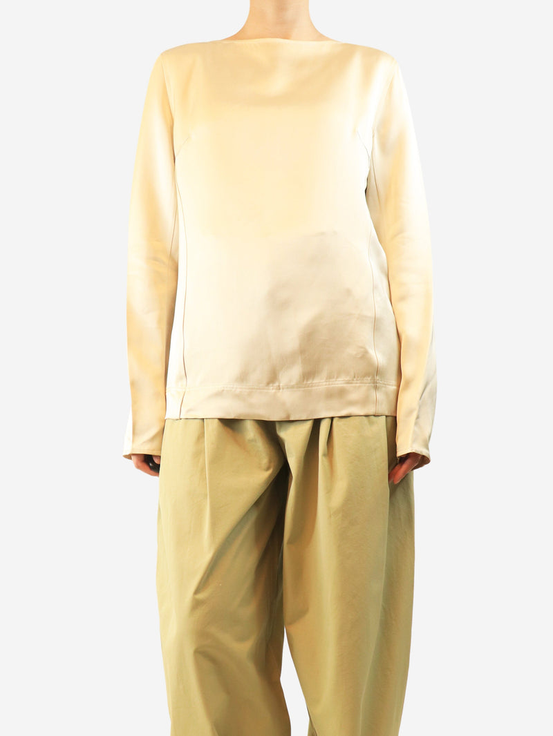 Ecru satin long sleeve top