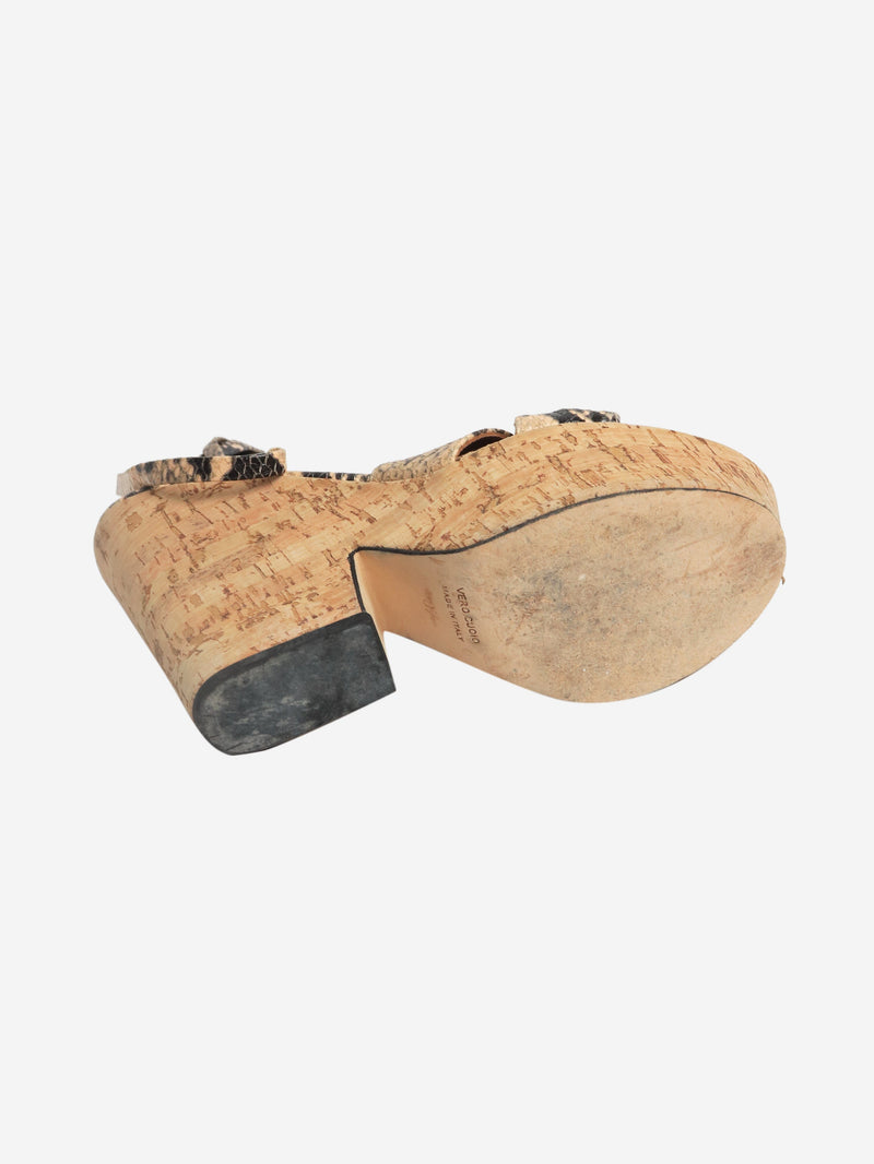 Neutral snakeskin knotted wedge sandals - size EU 37 Heels Paris Texas 