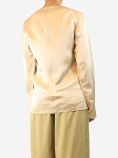 Ecru satin long sleeve top - size UK 10 Tops Toteme 