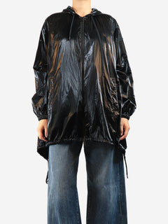Black vinyl hooded parka - size UK 12 Coats & Jackets Moncler 