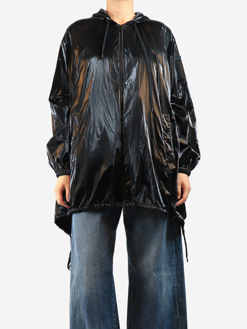 Black vinyl hooded parka - size UK 12 Coats & Jackets Moncler 