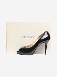 Jimmy Choo Black patent peep-toe pumps - size EU 38