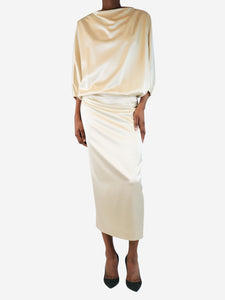 Toteme Cream satin maxi dress - size UK 8