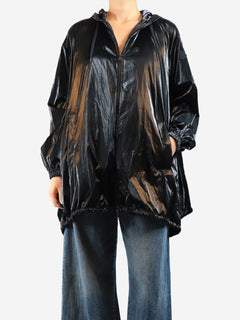 Black vinyl hooded parka - size UK 12 Coats & Jackets Moncler 
