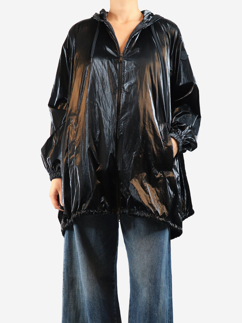 Black vinyl hooded parka - size UK 12 Coats & Jackets Moncler 
