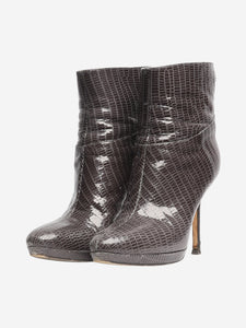 Jimmy Choo Grey lizard print ankle boots - size EU 38