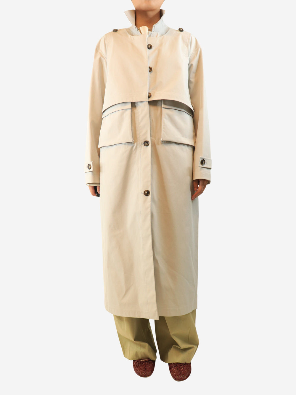 Pebble grey light shell trench coat - size UK 10 Coats & Jackets STEL 