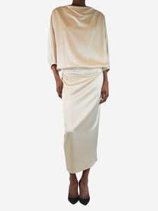 Toteme Cream satin maxi dress - size UK 8