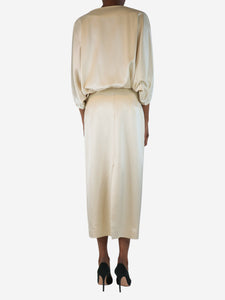 Toteme Cream satin maxi dress - size UK 8