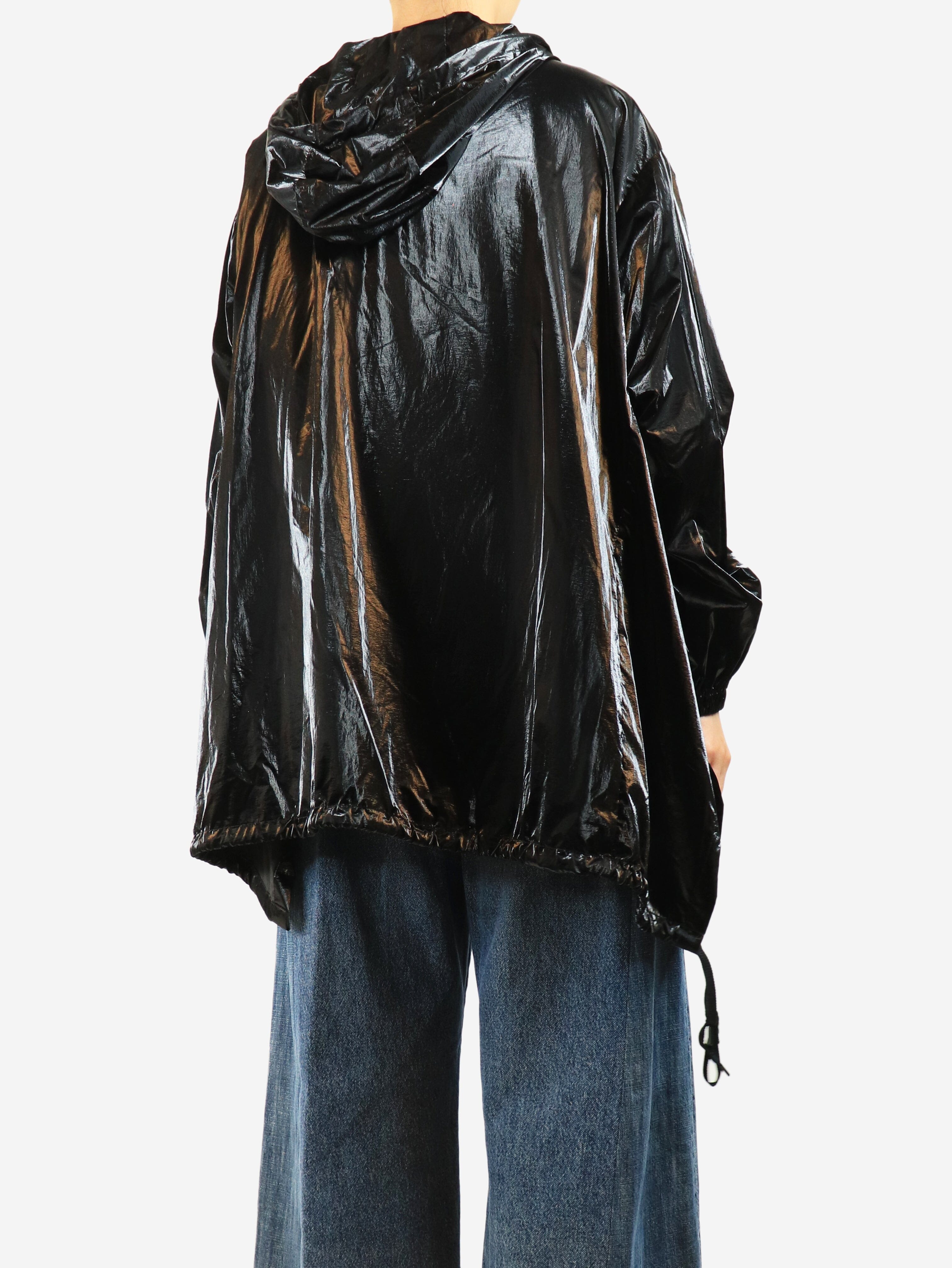 Black vinyl hooded parka - size UK 12 Coats & Jackets Moncler 