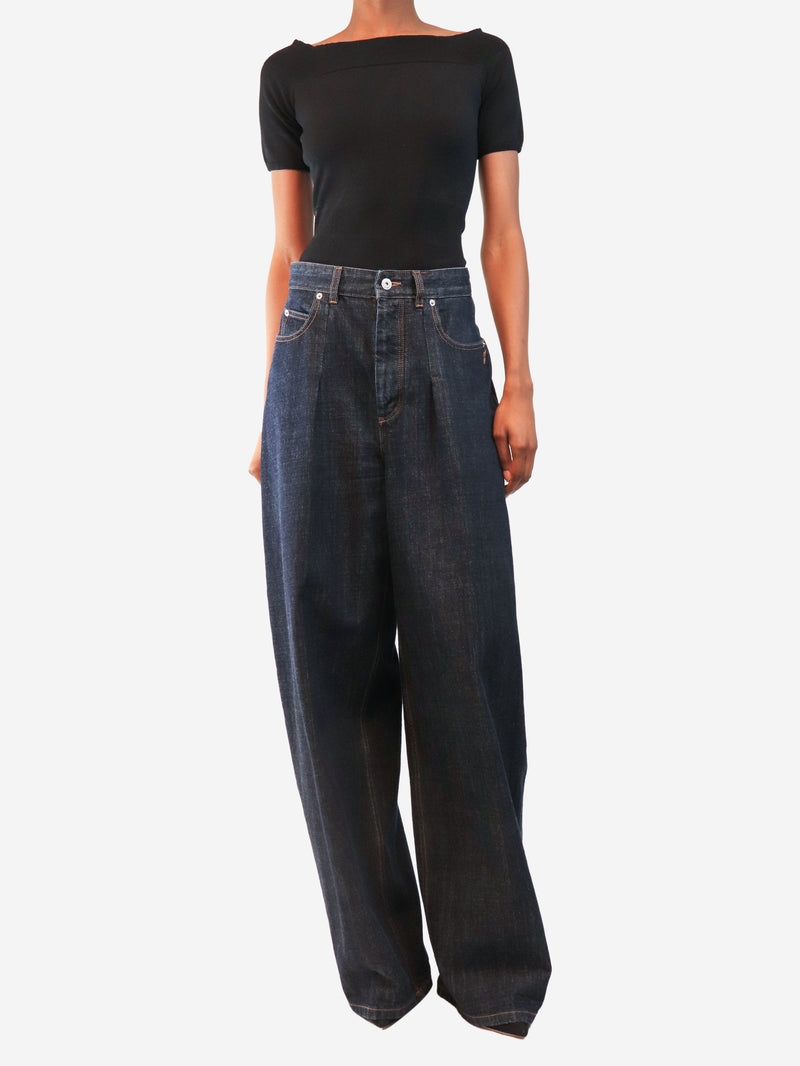 Indigo wide-leg jeans - size UK 8