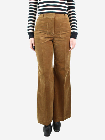 Brown corduroy wide-leg trousers - size UK 8
