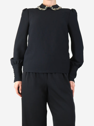 Black diamante collar top - size UK 8 Tops Red Valentino 