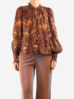 Purple and orange printed lurex-stripe top - size UK 16 Tops Ulla Johnson 