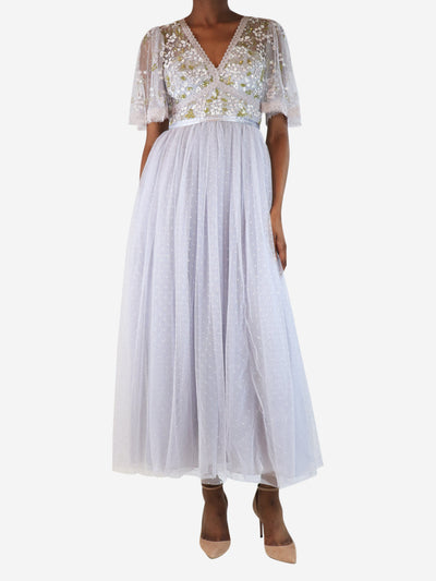 Pale blue shimmer primrose bodice gown - size UK 8 Dresses Needle & Thread 