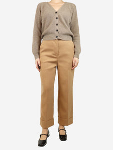 Sezane Camel Damon wide-leg trousers - size UK 10