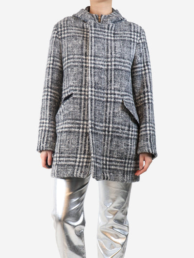 Grey check hooded wool coat - size UK 20 Coats & Jackets Herno 