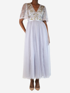 Needle & Thread Pale blue shimmer primrose bodice gown - size UK 8