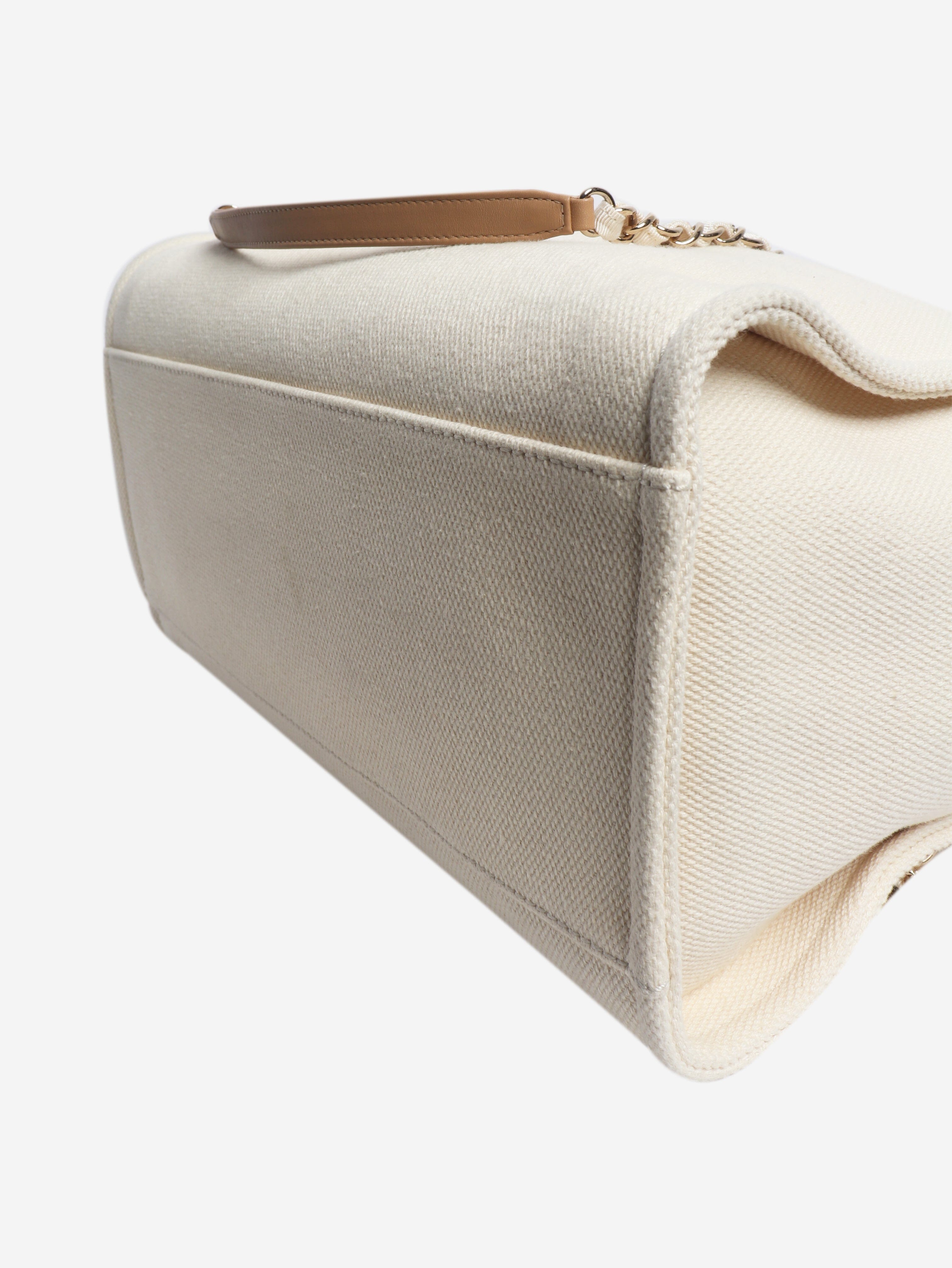 Cream 2019 Deauville pearl-embellished canvas tote bag Tote Bags Chanel 