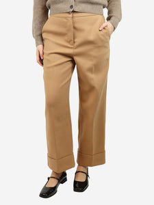 Sezane Camel Damon wide-leg trousers - size UK 10