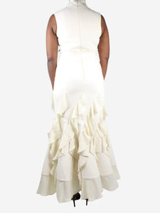 16 Arlington White sleeveless ruffled maxi dress - size UK 16