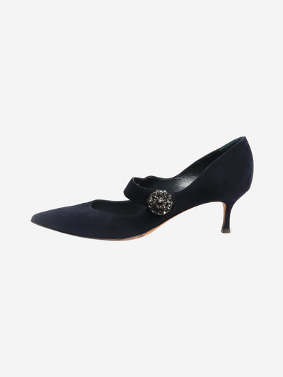 Navy blue suede bejewelled-buckle pumps - size EU 42 Heels Manolo Blahnik 