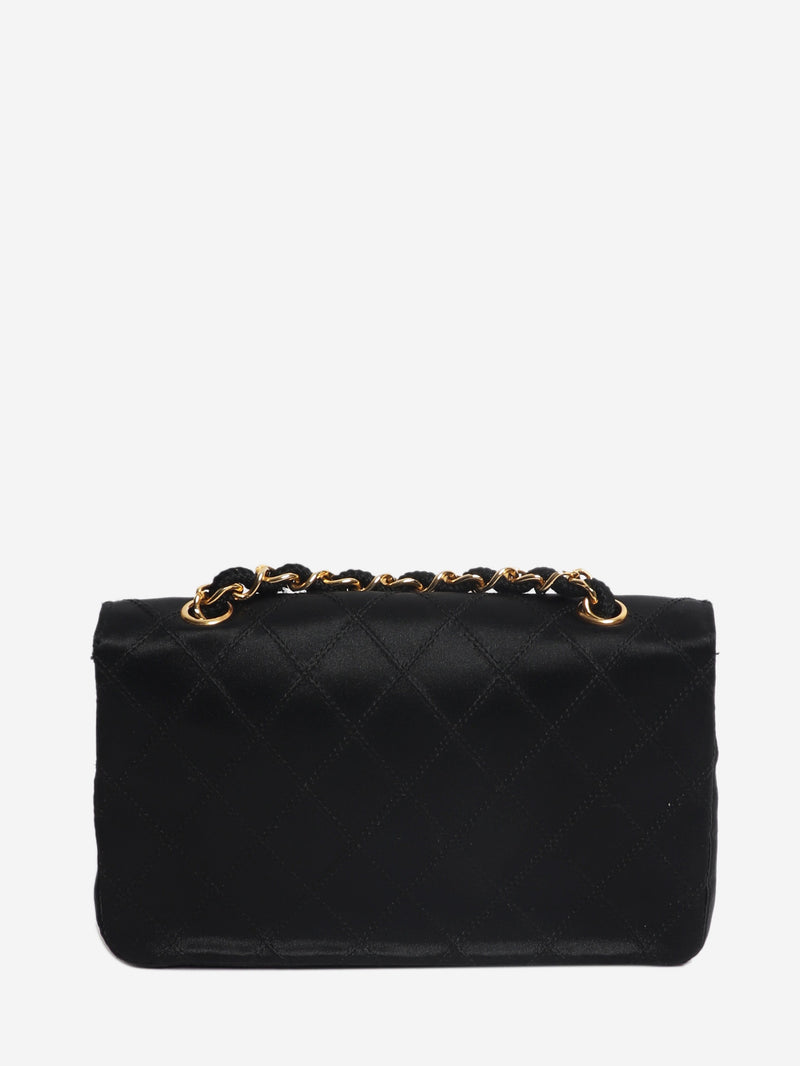 Black vintage 1986 satin quilted CC flap cross-body bag Shoulder bags Chanel 