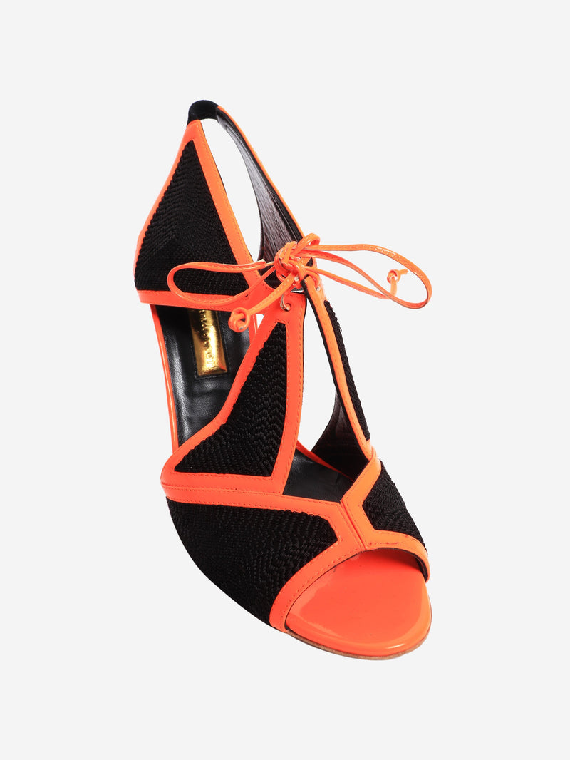 Black neon peep-toe sandals - size EU 39.5 Heels Rupert Sanderson 