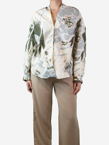 Marni Cream floral-printed oversized shirt - size UK 12