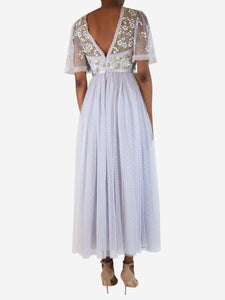 Needle & Thread Pale blue shimmer primrose bodice gown - size UK 8