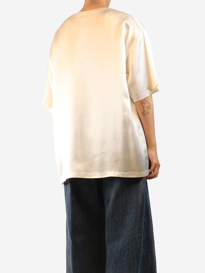 Cream short-sleeved satin top - size UK 4 Tops Ermanno Scervino 